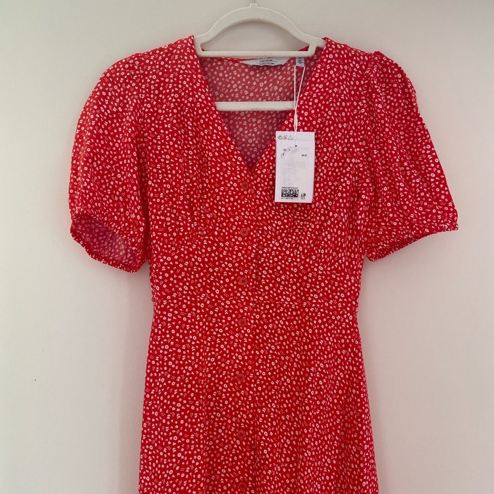 Red floral summer dress - & Other Stories - size 2